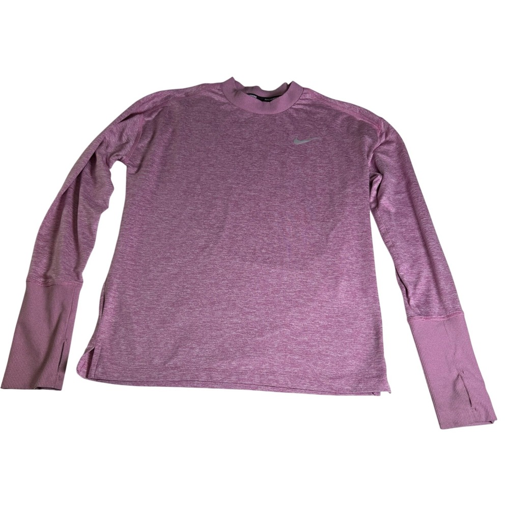 Nike Dri-FIT Running Top Women XS Pink Excellent Long Sleeve Thumbhole Mock Neck